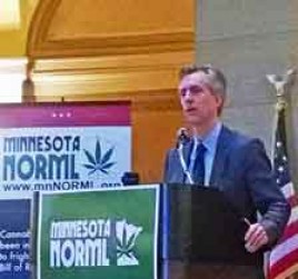 Gallagher speaking at the Minnesota Capitol on Legalization